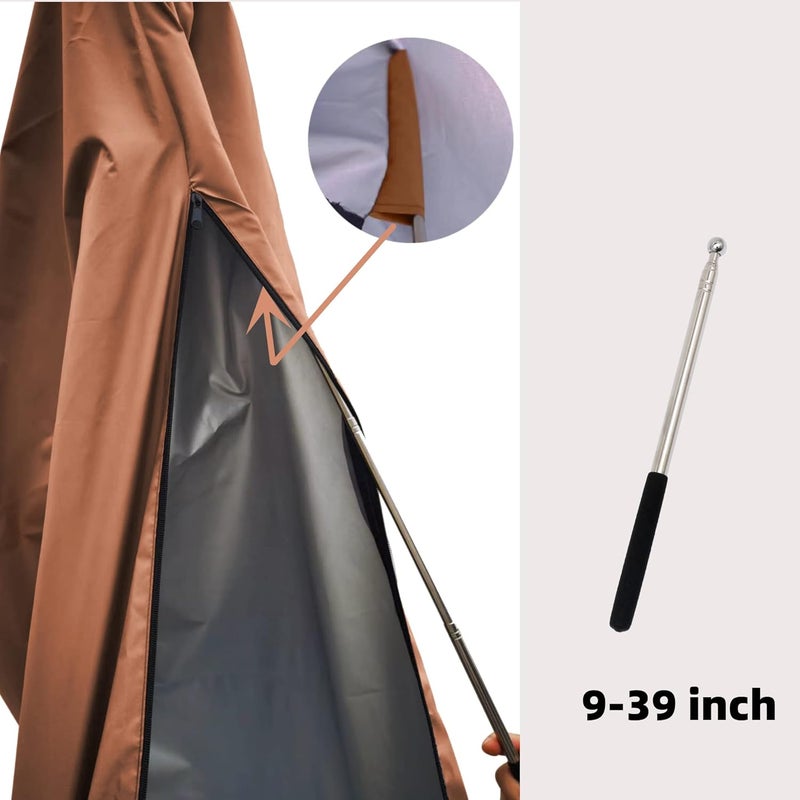 CoverFml Patio Umbrella Cover with Rod, for 10Ft to 11Ft Offset Umbrella,Curved Cantilever and Straight Pole Parasol, Protective Waterproof and UV-Resistant, Banana Style Covers, with Zipper M - Image 3